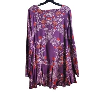 Free People Smooth Talker Tunic Dress Long Sleeve Open V Cutout Back Size Medium